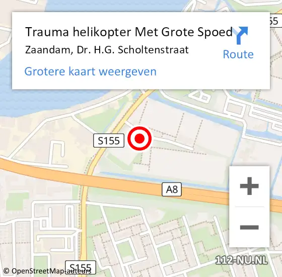 Locatie op kaart van de 112 melding: Trauma helikopter Met Grote Spoed Naar Zaandam, Dr. H.G. Scholtenstraat op 20 oktober 2022 08:44