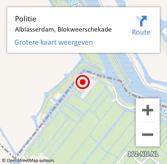 Locatie op kaart van de 112 melding: Politie Alblasserdam, Blokweerschekade op 20 oktober 2022 09:24