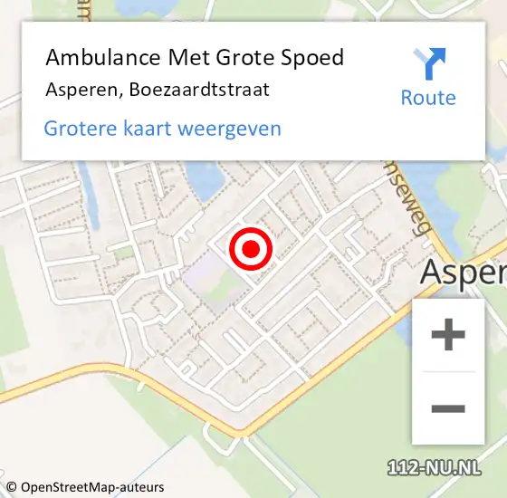 Locatie op kaart van de 112 melding: Ambulance Met Grote Spoed Naar Asperen, Boezaardtstraat op 20 oktober 2022 09:46