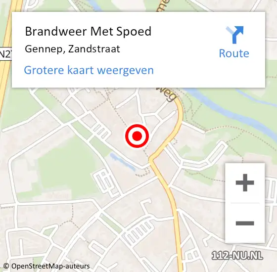 Locatie op kaart van de 112 melding: Brandweer Met Spoed Naar Gennep, Zandstraat op 20 oktober 2022 09:53