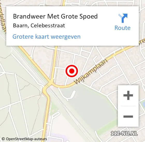 Locatie op kaart van de 112 melding: Brandweer Met Grote Spoed Naar Baarn, Celebesstraat op 20 oktober 2022 10:14