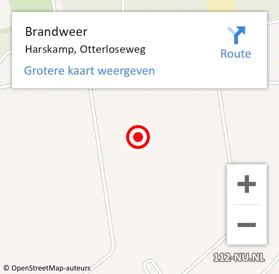 Locatie op kaart van de 112 melding: Brandweer Harskamp, Otterloseweg op 20 oktober 2022 10:16