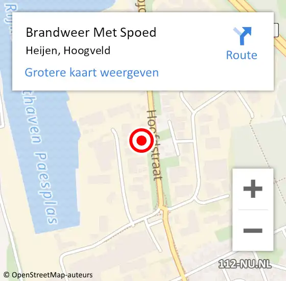 Locatie op kaart van de 112 melding: Brandweer Met Spoed Naar Heijen, Hoogveld op 20 oktober 2022 10:28
