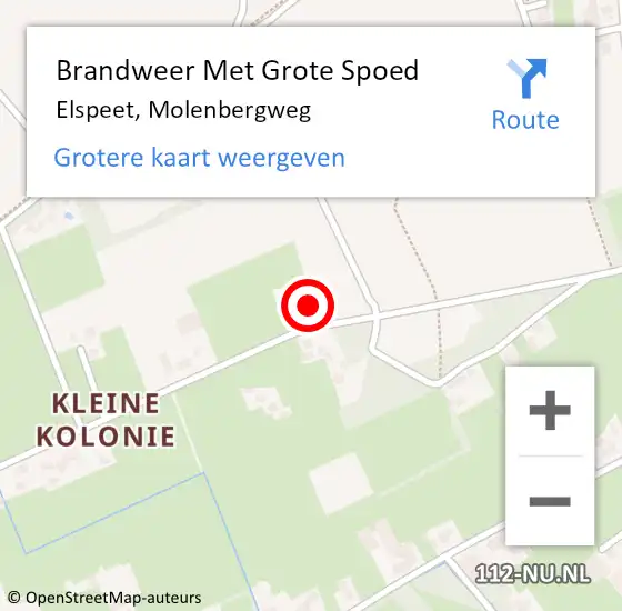 Locatie op kaart van de 112 melding: Brandweer Met Grote Spoed Naar Elspeet, Molenbergweg op 20 oktober 2022 10:39