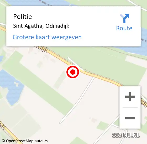 Locatie op kaart van de 112 melding: Politie Sint Agatha, Odiliadijk op 20 oktober 2022 10:46