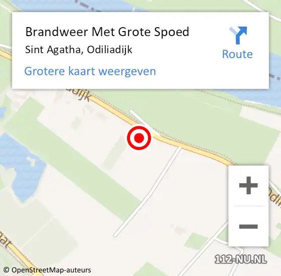 Locatie op kaart van de 112 melding: Brandweer Met Grote Spoed Naar Sint Agatha, Odiliadijk op 20 oktober 2022 10:46