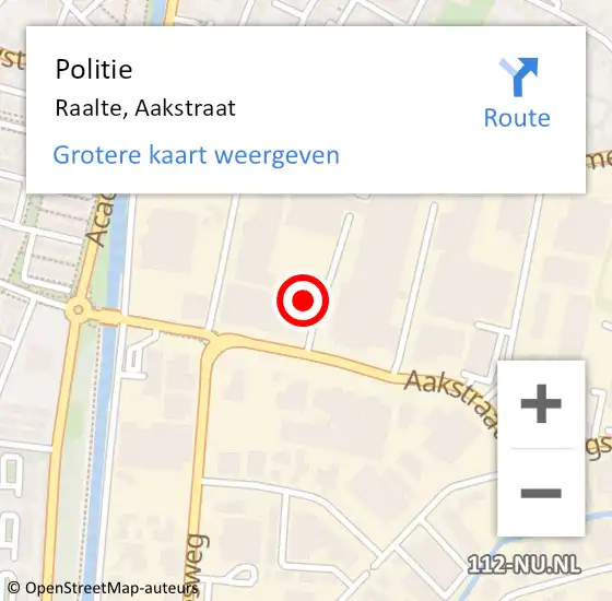 Locatie op kaart van de 112 melding: Politie Raalte, Aakstraat op 20 oktober 2022 10:56