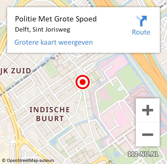 Locatie op kaart van de 112 melding: Politie Met Grote Spoed Naar Delft, Sint Jorisweg op 20 oktober 2022 11:14