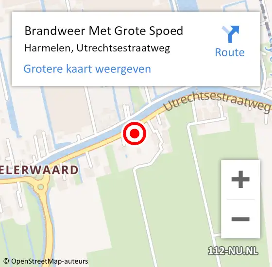 Locatie op kaart van de 112 melding: Brandweer Met Grote Spoed Naar Harmelen, Utrechtsestraatweg op 20 oktober 2022 11:20