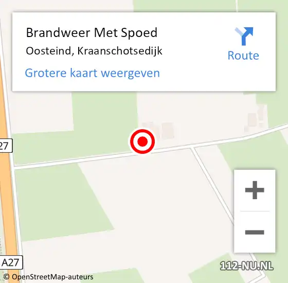 Locatie op kaart van de 112 melding: Brandweer Met Spoed Naar Oosteind, Kraanschotsedijk op 20 oktober 2022 11:28