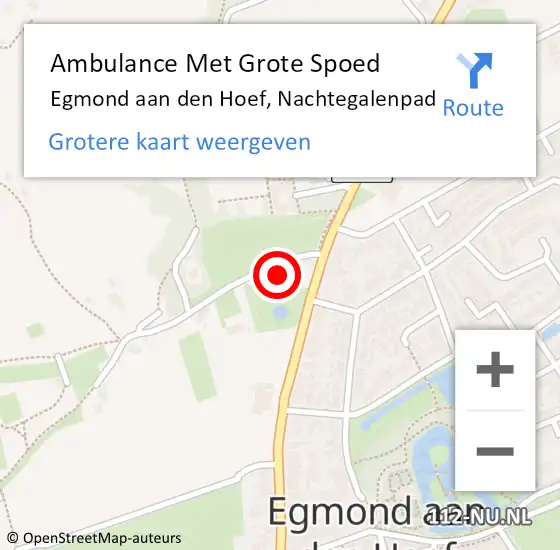 Locatie op kaart van de 112 melding: Ambulance Met Grote Spoed Naar Egmond aan den Hoef, Nachtegalenpad op 20 oktober 2022 11:30