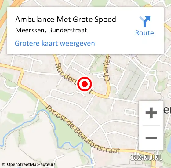 Locatie op kaart van de 112 melding: Ambulance Met Grote Spoed Naar Meerssen, Bunderstraat op 20 oktober 2022 11:36