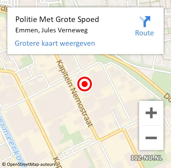 Locatie op kaart van de 112 melding: Politie Met Grote Spoed Naar Emmen, Jules Verneweg op 20 oktober 2022 11:46