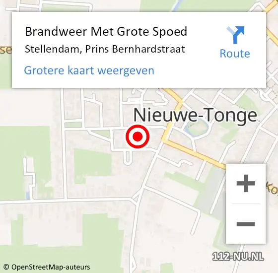 Locatie op kaart van de 112 melding: Brandweer Met Grote Spoed Naar Stellendam, Prins Bernhardstraat op 20 oktober 2022 12:14