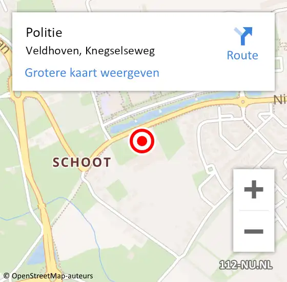 Locatie op kaart van de 112 melding: Politie Veldhoven, Knegselseweg op 20 oktober 2022 12:39