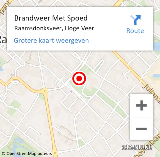 Locatie op kaart van de 112 melding: Brandweer Met Spoed Naar Raamsdonksveer, Hoge Veer op 20 oktober 2022 13:05