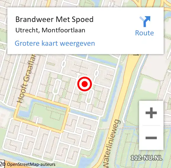 Locatie op kaart van de 112 melding: Brandweer Met Spoed Naar Utrecht, Montfoortlaan op 20 oktober 2022 13:21