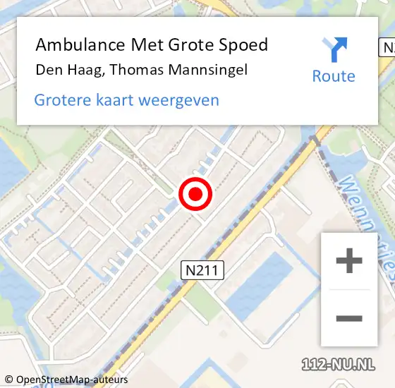 Locatie op kaart van de 112 melding: Ambulance Met Grote Spoed Naar Den Haag, Thomas Mannsingel op 20 oktober 2022 13:29