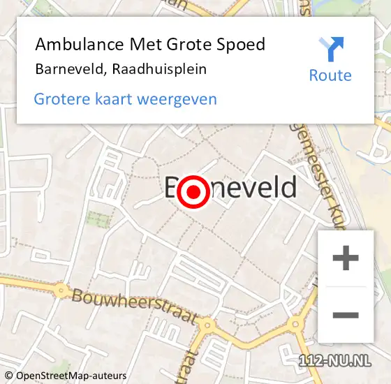 Locatie op kaart van de 112 melding: Ambulance Met Grote Spoed Naar Barneveld, Raadhuisplein op 20 oktober 2022 13:29