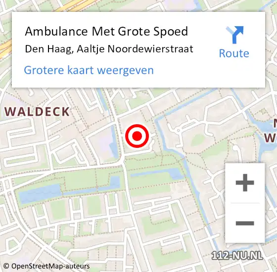 Locatie op kaart van de 112 melding: Ambulance Met Grote Spoed Naar Den Haag, Aaltje Noordewierstraat op 20 oktober 2022 13:29