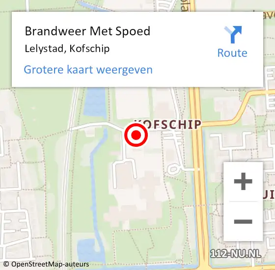 Locatie op kaart van de 112 melding: Brandweer Met Spoed Naar Lelystad, Kofschip op 20 oktober 2022 13:53