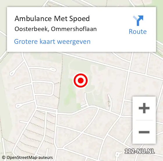 Locatie op kaart van de 112 melding: Ambulance Met Spoed Naar Oosterbeek, Ommershoflaan op 20 oktober 2022 14:05