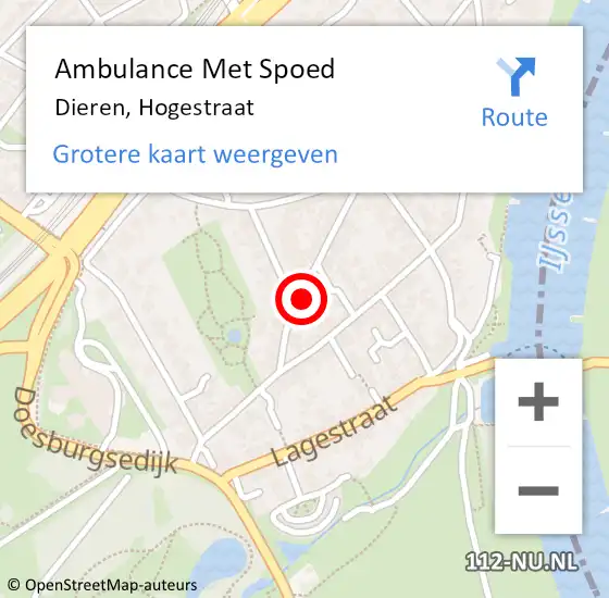 Locatie op kaart van de 112 melding: Ambulance Met Spoed Naar Dieren, Hogestraat op 20 oktober 2022 14:11