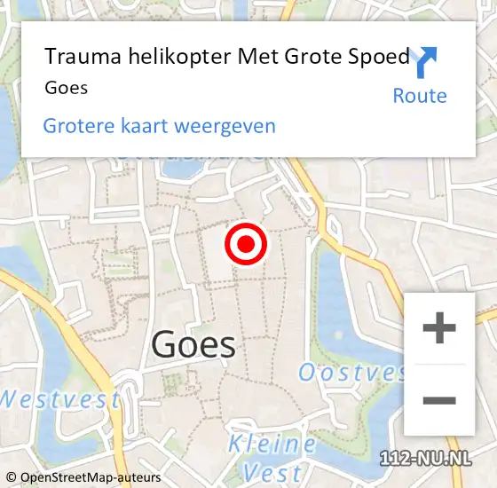 Locatie op kaart van de 112 melding: Trauma helikopter Met Grote Spoed Naar Goes op 20 oktober 2022 14:17