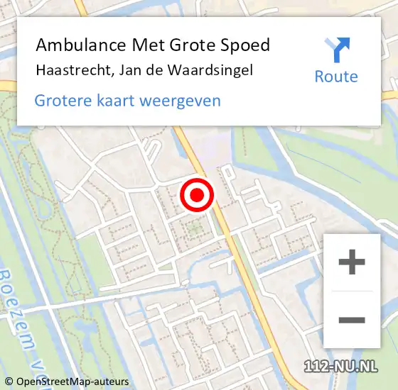 Locatie op kaart van de 112 melding: Ambulance Met Grote Spoed Naar Haastrecht, Jan de Waardsingel op 20 oktober 2022 14:29