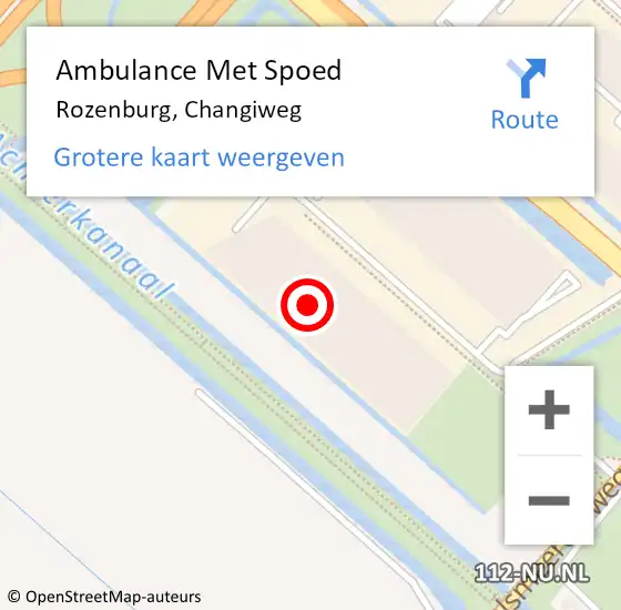 Locatie op kaart van de 112 melding: Ambulance Met Spoed Naar Rozenburg, Changiweg op 20 oktober 2022 14:33