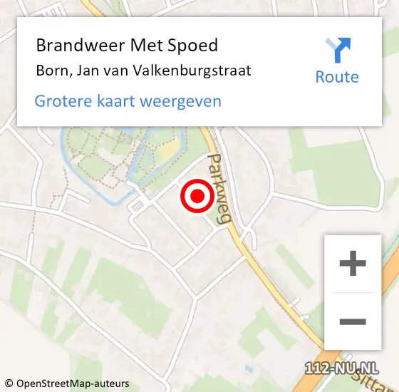 Locatie op kaart van de 112 melding: Brandweer Met Spoed Naar Born, Jan van Valkenburgstraat op 20 oktober 2022 14:35