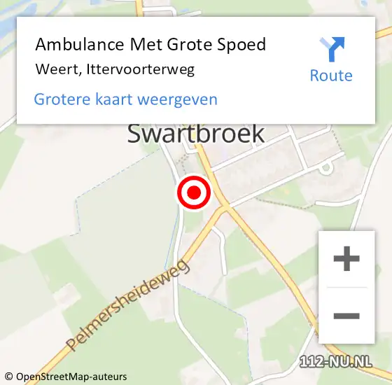 Locatie op kaart van de 112 melding: Ambulance Met Grote Spoed Naar Weert, Ittervoorterweg op 20 oktober 2022 14:53