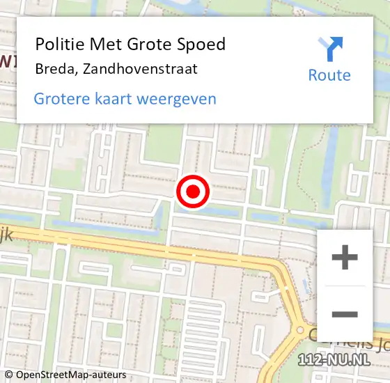 Locatie op kaart van de 112 melding: Politie Met Grote Spoed Naar Breda, Zandhovenstraat op 20 oktober 2022 15:03