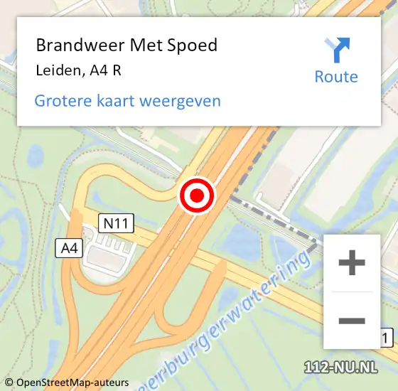 Locatie op kaart van de 112 melding: Brandweer Met Spoed Naar Leiden, A4 L op 2 augustus 2014 07:43