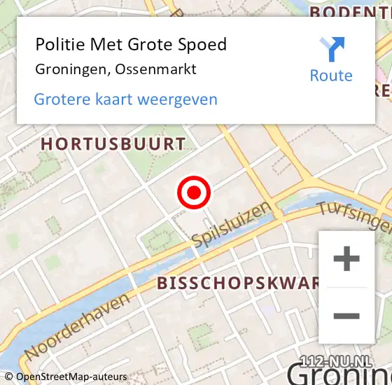 Locatie op kaart van de 112 melding: Politie Met Grote Spoed Naar Groningen, Ossenmarkt op 20 oktober 2022 15:42