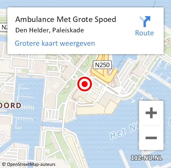 Locatie op kaart van de 112 melding: Ambulance Met Grote Spoed Naar Den Helder, Paleiskade op 20 oktober 2022 16:01