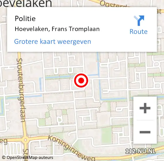 Locatie op kaart van de 112 melding: Politie Hoevelaken, Frans Tromplaan op 20 oktober 2022 16:18