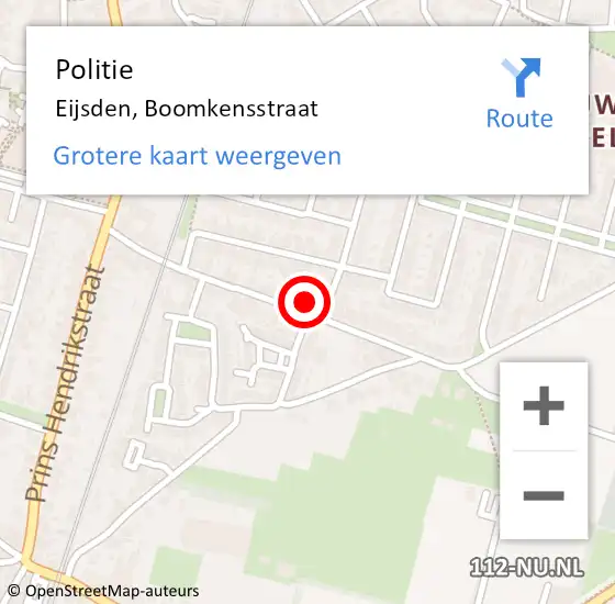 Locatie op kaart van de 112 melding: Politie Eijsden, Boomkensstraat op 20 oktober 2022 16:31