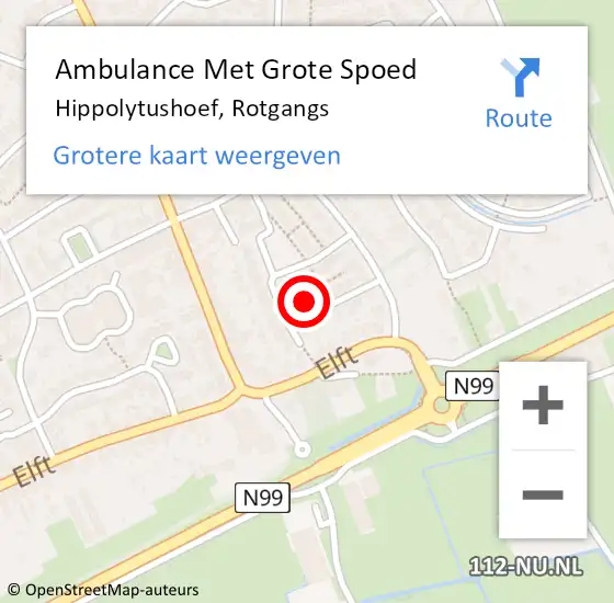 Locatie op kaart van de 112 melding: Ambulance Met Grote Spoed Naar Hippolytushoef, Rotgangs op 20 oktober 2022 16:49