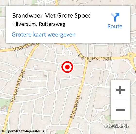 Locatie op kaart van de 112 melding: Brandweer Met Grote Spoed Naar Hilversum, Ruitersweg op 20 oktober 2022 17:20