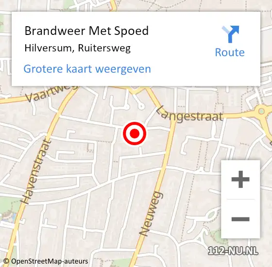 Locatie op kaart van de 112 melding: Brandweer Met Spoed Naar Hilversum, Ruitersweg op 20 oktober 2022 17:32