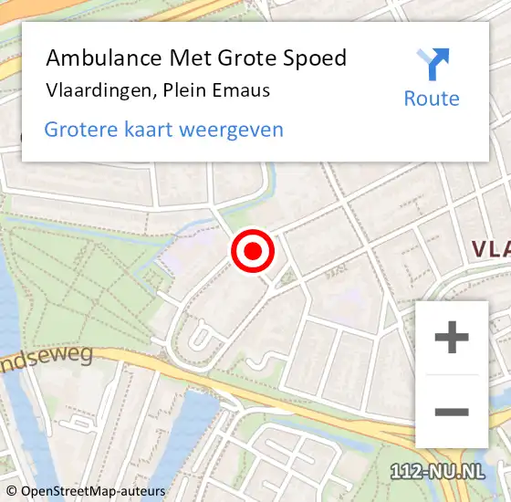 Locatie op kaart van de 112 melding: Ambulance Met Grote Spoed Naar Vlaardingen, Plein Emaus op 20 oktober 2022 17:47