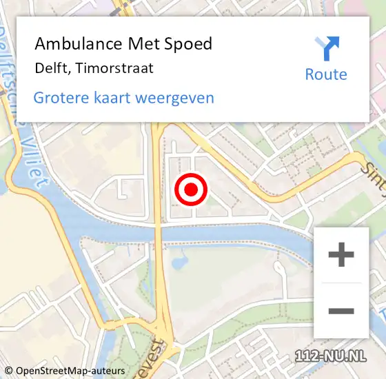 Locatie op kaart van de 112 melding: Ambulance Met Spoed Naar Delft, Timorstraat op 2 augustus 2014 08:12