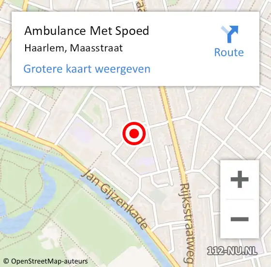 Locatie op kaart van de 112 melding: Ambulance Met Spoed Naar Haarlem, Maasstraat op 20 oktober 2022 18:00