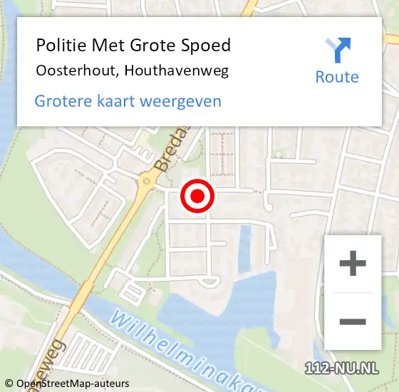 Locatie op kaart van de 112 melding: Politie Met Grote Spoed Naar Oosterhout, Houthavenweg op 20 oktober 2022 18:00