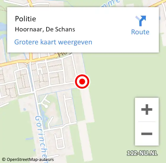 Locatie op kaart van de 112 melding: Politie Hoornaar, De Schans op 20 oktober 2022 18:05
