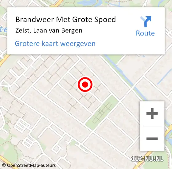 Locatie op kaart van de 112 melding: Brandweer Met Grote Spoed Naar Zeist, Laan van Bergen op 20 oktober 2022 18:05