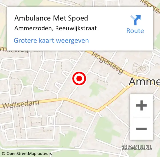 Locatie op kaart van de 112 melding: Ambulance Met Spoed Naar Ammerzoden, Reeuwijkstraat op 20 oktober 2022 18:15