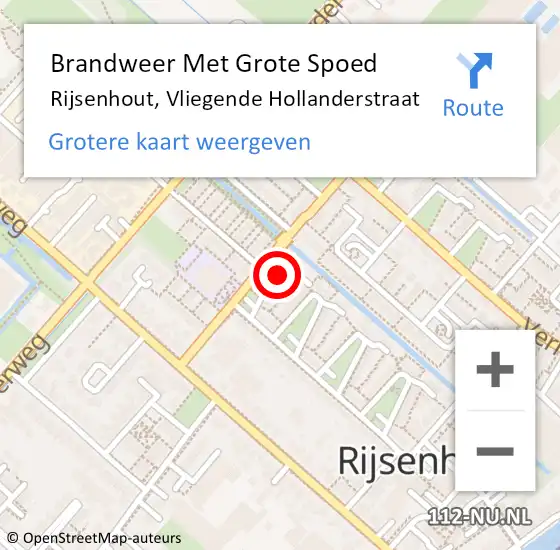 Locatie op kaart van de 112 melding: Brandweer Met Grote Spoed Naar Rijsenhout, Vliegende Hollanderstraat op 20 oktober 2022 18:29