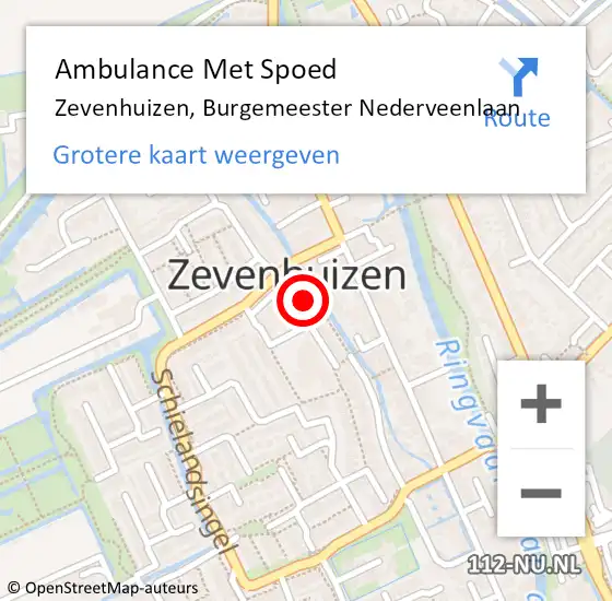 Locatie op kaart van de 112 melding: Ambulance Met Spoed Naar Zevenhuizen, Burgemeester Nederveenlaan op 20 oktober 2022 18:41